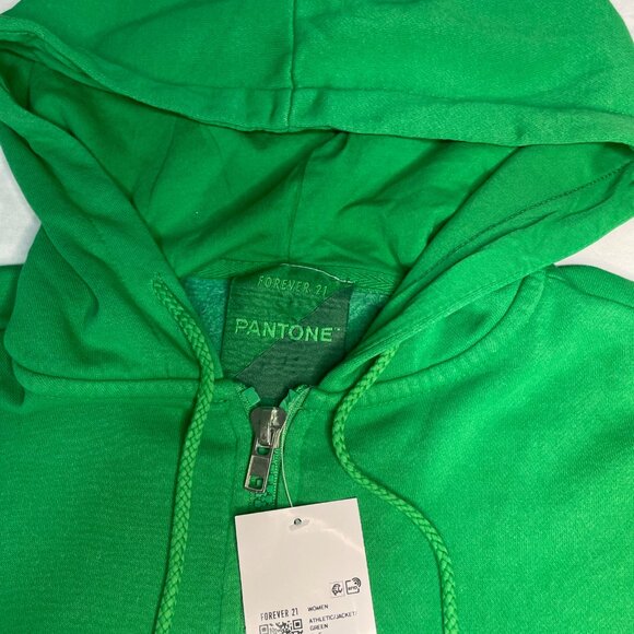 Forever 21 Green Unisex Zip Up Hoodie – Full Zip Sweatshirt – Size S – Fits Men - Picture 5 of 10